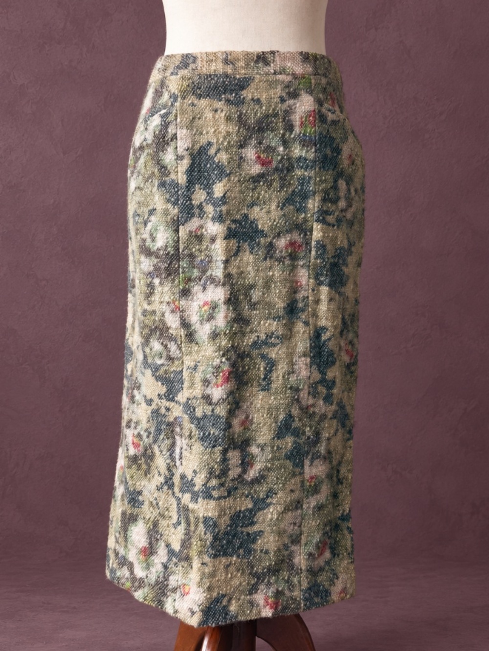 Suno textured floral midi skirt